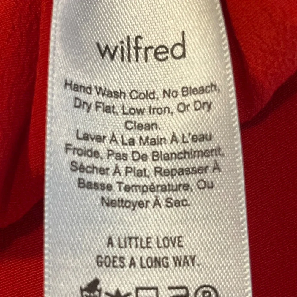 Wilfred Aritizia Red Wide Leg Crop Pants Tie in the Back Small Elastic Waist
